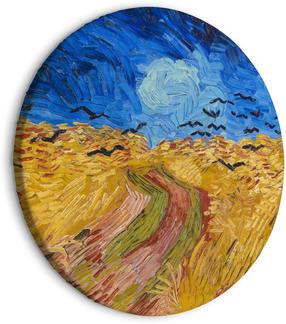 Apvali reprodukcija ant drobės Artgeist Wheat Field With Crows, Vincent Van Gogh - Summer Countryside Landscape, 80 cm x 80 cm