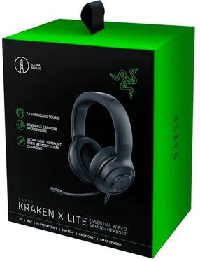 Vadu spēļu austiņas Razer Kraken X Lite, melna krās.