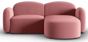 Kampinė sofa Micadoni Home Blair Velvet, rožinė sp., dešininė, 194 x 155 cm x 80 cm