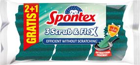 Tīrīšanas sūklis Spontex Scrub & Flex, zila krās., 3 gab.