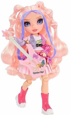 Lėlė su priedais Rainbow High Jr High Rockband Bella, 23 cm, rožinė sp.