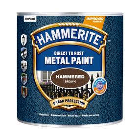 Emaliniai dažai, metalo konkstrukcijoms, apsaugant nuo korozijos Hammerite Hammered, blizgus, 2.5 l, ruda sp.