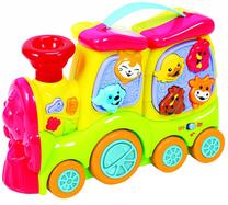 Lavinamasis žaislas kūdikiui, su garsu, traukinys PlayGo, 19 cm, įvairių spalvų