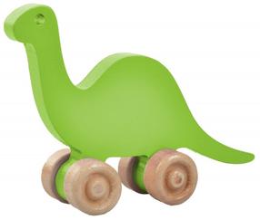 Игрушка-каталка Wood&Joy Dinosaur, 13 см, зеленый цв.