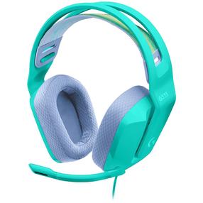 Vadu spēļu austiņas Logitech G335 Cyan, zaļa krās.