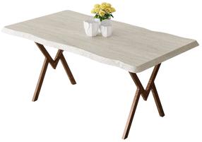 Valgomojo stalas Kalune Design Akort, ruda sp./travertine sp., 130 cm x 80 cm x 73 cm