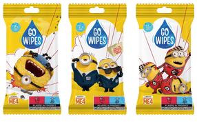 Mitrās salvetes GOWIPES MINIONS Antibakterinės, 1 sl, 15 gab.