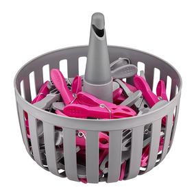 Veļas saspraudes Velkea D3, plastmasa, 30 gab., rozā krās./pelēka krās.