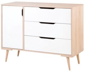 Komoda Klups Sofie Sofie, balta sp./buko sp., 94 cm x 45 cm x 120 cm