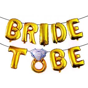 Folinis balionas, rinkinys raidės GoParty Bride To Be, aukso sp., 8 vnt.