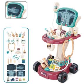 Игровой медицинский набор, тележка врачей EKG, многоцветный
