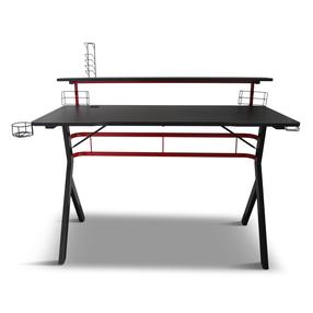 Datorspēļu galds Domoletti Bethan, 120 cm x 60 cm, 75 - 91 cm, melna krās./sarkana krās.