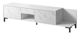 TV staliukas Cama Meble Marmo 2D1S1K, balta sp., 195 cm x 40 cm x 47.5 cm
