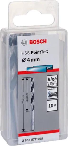Metalo grąžtų rinkinys Bosch PointTeQ, metalas, hss, cilindrinis, 4 mm x 7.5 cm