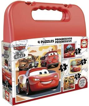 Dėlionė 4in1 Educa Cars, 16 cm x 16 cm, 73 vnt., įvairių spalvų