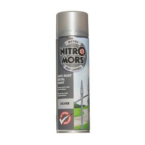 Dažai, metalo konkstrukcijoms, apsaugant nuo korozijos Nitromors Rust Control, nėra (neapdorotas paviršius), 0.5 l, sidabro sp.