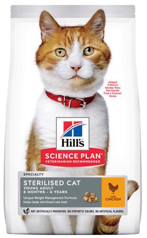 Sausā kaķu barība Hill's Science Plan Feline Young Adult Sterilised, vistas gaļa, 1.5 kg