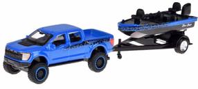 Rotaļu apvidus auto ar laivu Maisto Design Ford F-150 SVT Raptor 2021 ZA5970, zila krās.