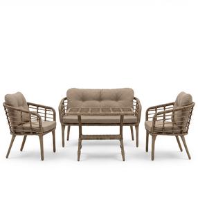 Lauko baldų komplektas Kalune Design Manolya, rusvai gelsva sp., 1-4 vietų