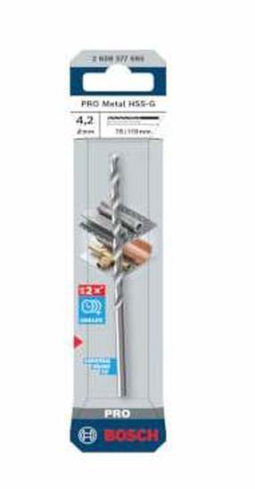 Сверло по металлу Bosch, металл, hss-g, цилиндрический, 4.2 мм x 11.9 см