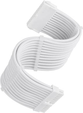 Кабель SilverStone ATX 24pin PSU Extension Cable SST-PP07E-MBW-V2 ATX 24pin Male, ATX 24pin Female, 0.3 м, белый цв.