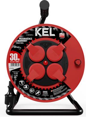 Ilgintuvas su rite Kel Professional Line H05RR-F, 3 x 1,5 mm², 30 m, IP44, 4 lizdų, juoda sp./raudona sp.