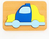 Edukacinė dėlionė Wood&Joy Police Car, 3 cm, įvairių spalvų