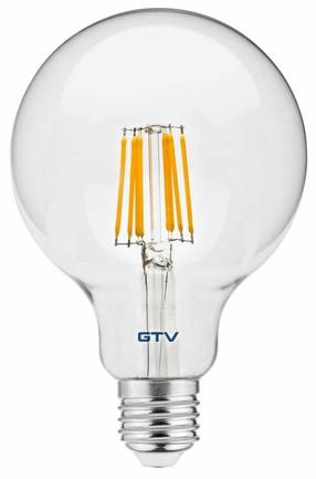Lemputė GTV Filament LED, G95, 3000 °K, E27, 8 W, 880 lm
