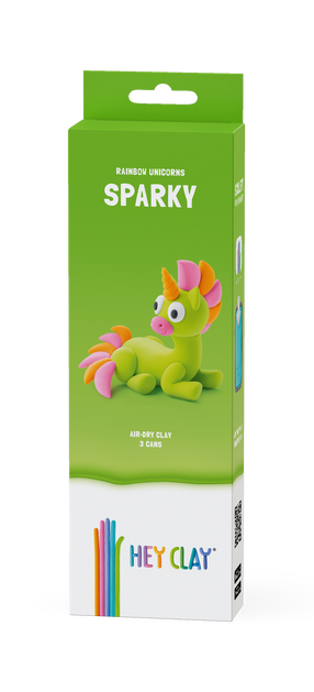 Plastilino rinkinys Hey Clay Unicorn Sparky, žalia sp./oranžinė sp./rožinė sp.