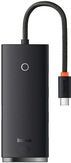 USB sadalītājs Baseus WKQX030301 USB-C male, 4 x USB/USB-C female, melna krās.