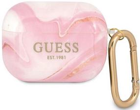 Ausinių dėklas Guess Marble Collection Apple AirPods Pro, rožinė sp.