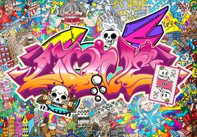 Fototapetas Artgeist Street Art - Abstract Urban Colour Graffiti Mural With Lettering, 105 cm x 105 cm