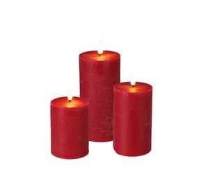 LED sveču komplekts ar LED apgaismojumu, 15 cm, sarkana krās., 3 gab.