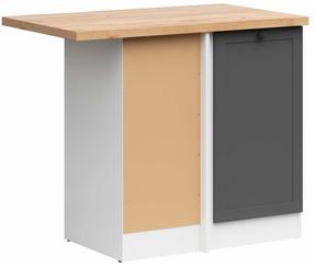 Kampinė virtuvės spintelė Junona Line Left, balta sp./grafito sp./gold craft oak sp., 45 cm x 78.5 cm x 85.7 cm