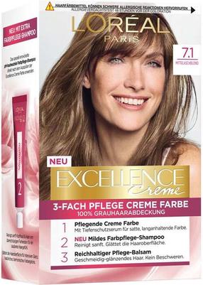 Matu krāsa L’Oréal Paris Excellence Creme, dark ash blonde krās., 7.1, 176 ml
