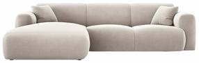Kampinė sofa Cosmopolitan Design Nolio Velvet Casino Pearl, šviesiai smėlinė, kairinė, 170 x 260 cm x 72 cm