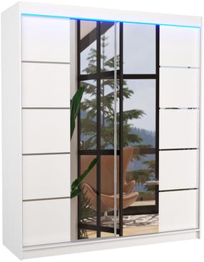 Spinta ADRK Traves LED, balta sp., 58 cm x 180 cm x 200 cm, su veidrodžiu