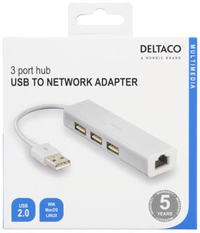 USB centrmezgls Deltaco USB2-LAN3