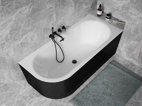 Vonia, laisvai pastatoma Besco Avita A-line B&W, 170 cm x 75 cm x 59.5 cm, balta sp./juoda sp.