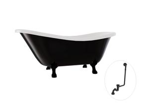 Vanna, brīvi novietots Besco Otylia B&W, 159.5 cm x 76.5 cm x 69.5 cm, ovāla, balta krās./melna krās.