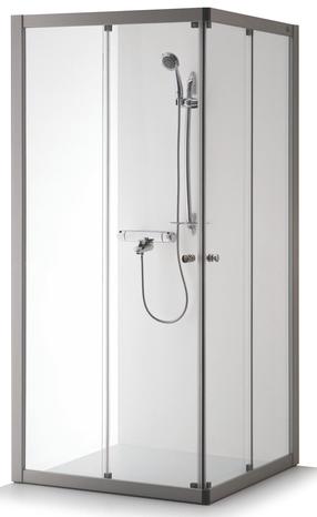 Душевая кабина Brasta Glass Rasa, квадратная, без поддона, 88.5 см x 88.5 см x 200 см, серый цв./прозрачный