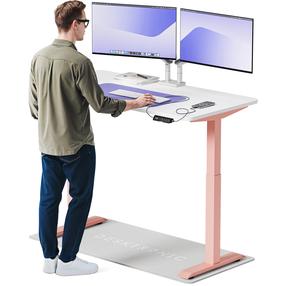 Arvutilaud reguleeritava kõrgusega Desktronic HomeOne, 140 cm x 70 cm, 72 - 122 cm, valge v./roosa v.