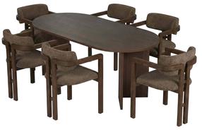 Ēdamistabas komplekts Kalune Design Meridia 6, brūns krās./valrieksts krās./tumši brūna krās.