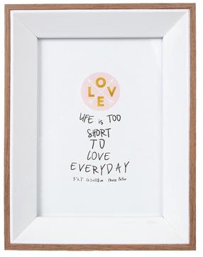 Fotoraam Home4you Decor 87931, 10 cm x 15 cm, valge v./puidu v.