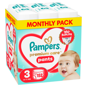 Sauskelnės-kelnaitės Pampers Premium Care Pants, 3 dydis, 6 - 11 kg, 152 vnt.