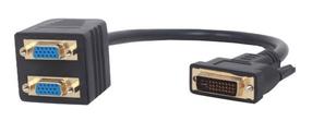 Adapteris Gembird DVI-i / VGA x2 DVI-I male, VGA female x 2, 0.3 m, melna krās.