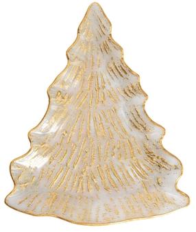 Kalėdinė lėkštė serviravimo Homla EverFrost, 40 cm x 32.5 cm x 2.5 cm, skaidri sp./aukso sp.