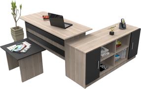 Biuro baldų komplektas Kalune Design VO10 956LCS2108, ąžuolo sp./juoda sp., 73.8 cm x 140 cm x 60 cm