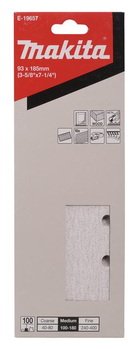 Šlifavimo lapas Makita E-19657, 100, 18.5 cm x 9.3 cm, 10 vnt.