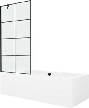 Vonia su sienele, laisvai pastatoma Mexen Cube, 170 cm x 80 cm x 39 cm, stačiakampis, skaidri sp./balta sp.